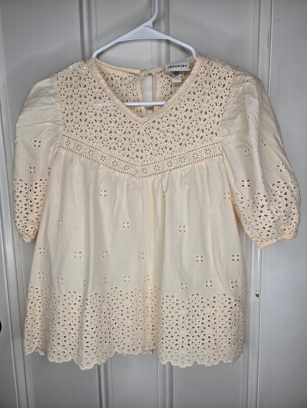 Industry Ivory Eyelet Peasant Blouse